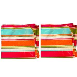 Vinyl Bright Multi-Color Striped Flannel Back 52" x 104" Tablecloths, 2 pack